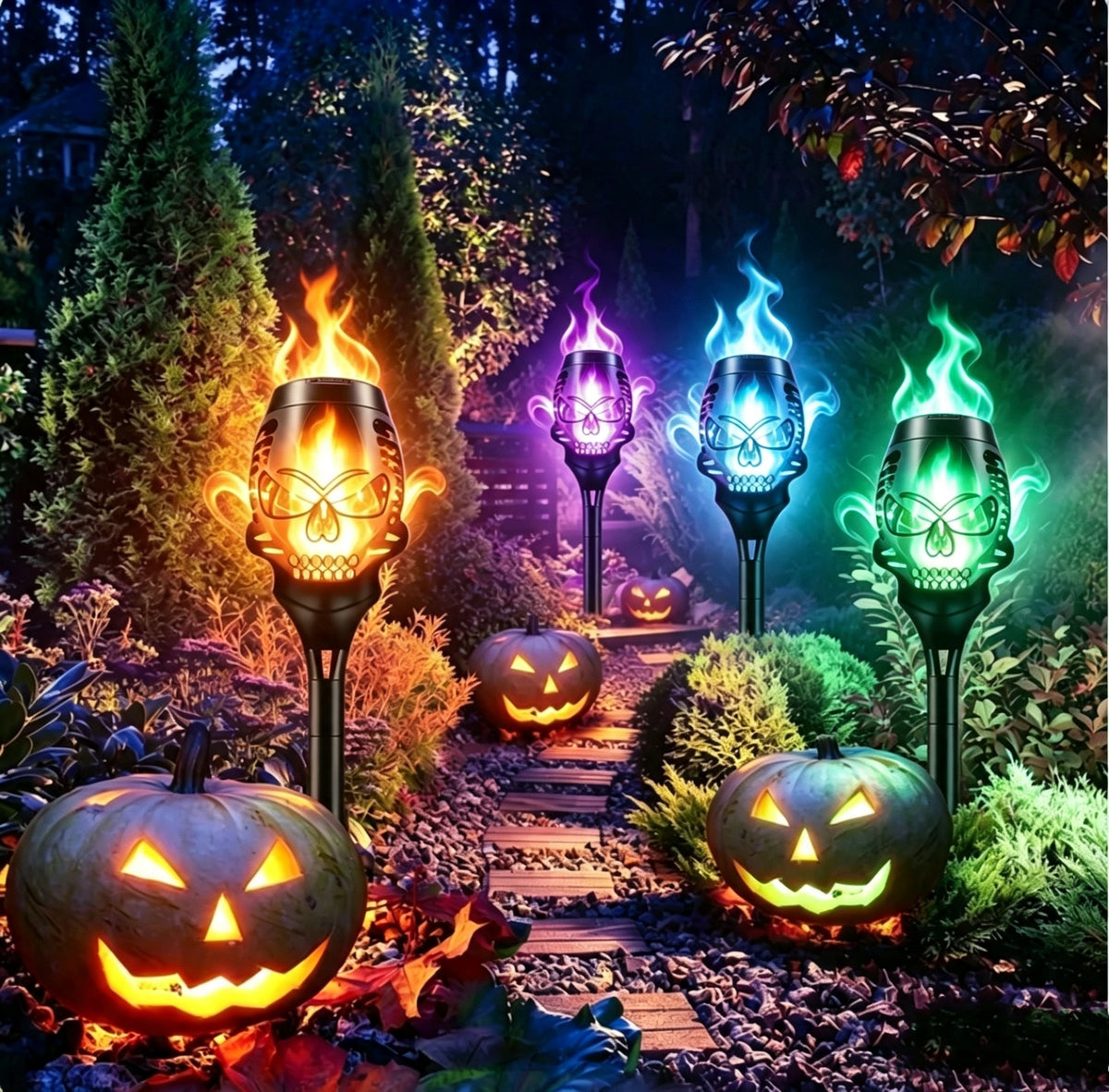 🔥Halloween Early Bird Special Sale 55% OFF🔥Halloween Solar Skull Flame Lights💀