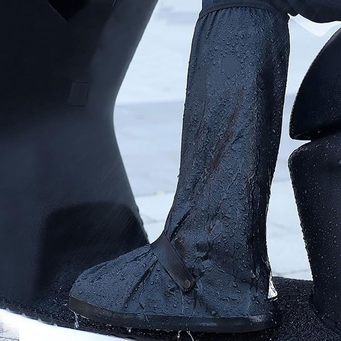 Waterproof rain boots with non-slip zippers and reflective features. Heavy-duty reusable rain boots suitable for men and women.