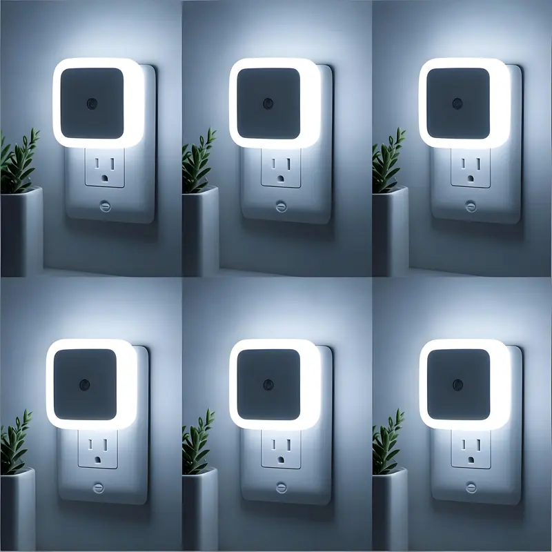 🌟Designed for Every Night—LED Night Light Plug-in Wall Pack of 6, 0.5W Square Plug-in Night Light