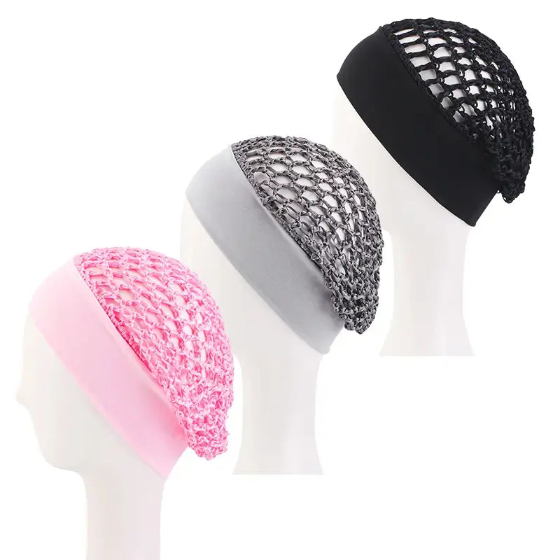 3-Piece Stretchy Wide-Edge Sleeping Bonnet Set – Soft Satin Hair Protection Cap