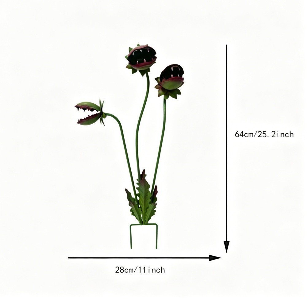 Whimsical Metal Carnivorous Plant Garden Stake
