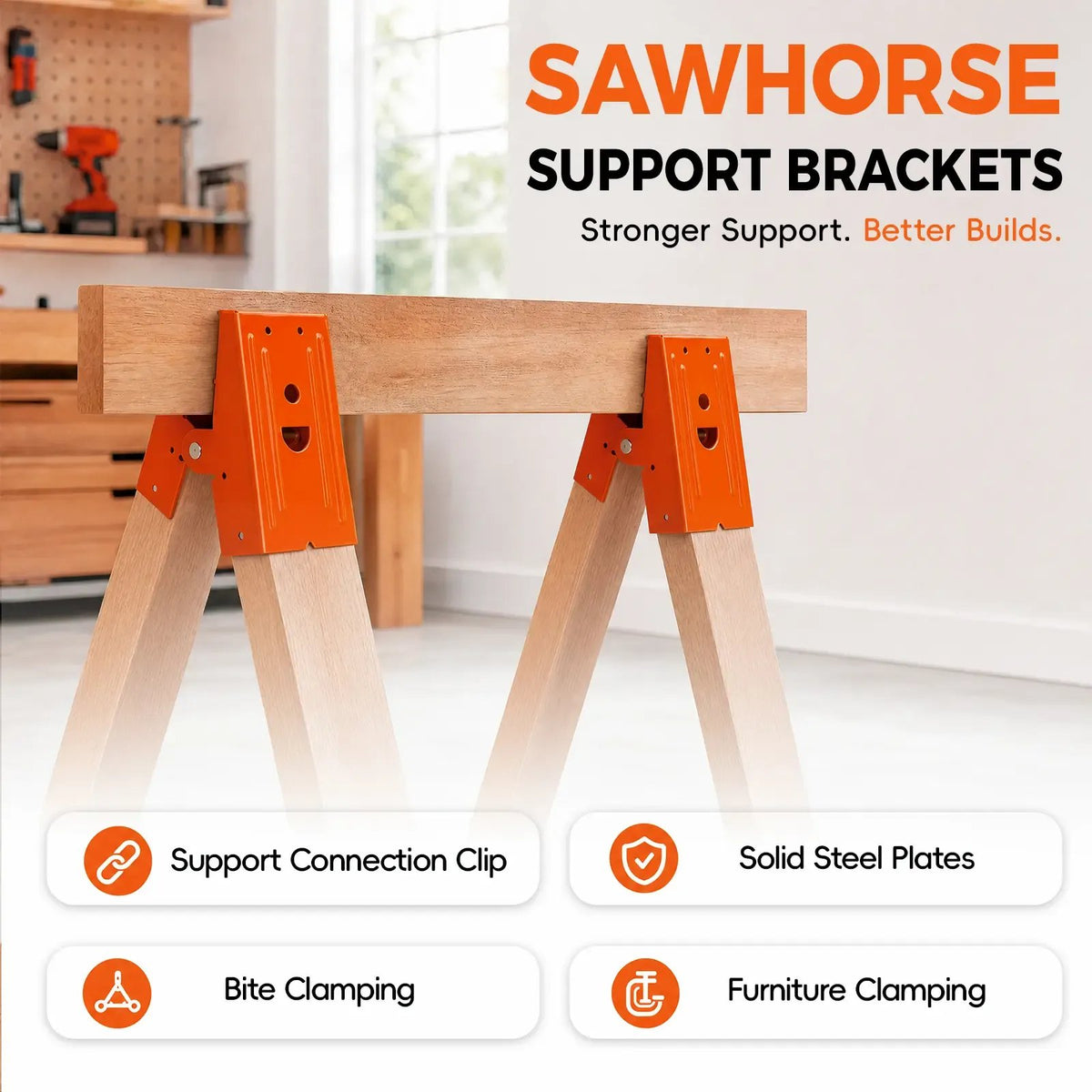 💖Hot 30% OFF🌹2Pcs Heavy Duty Sawhorse Brackets with Down Clamp