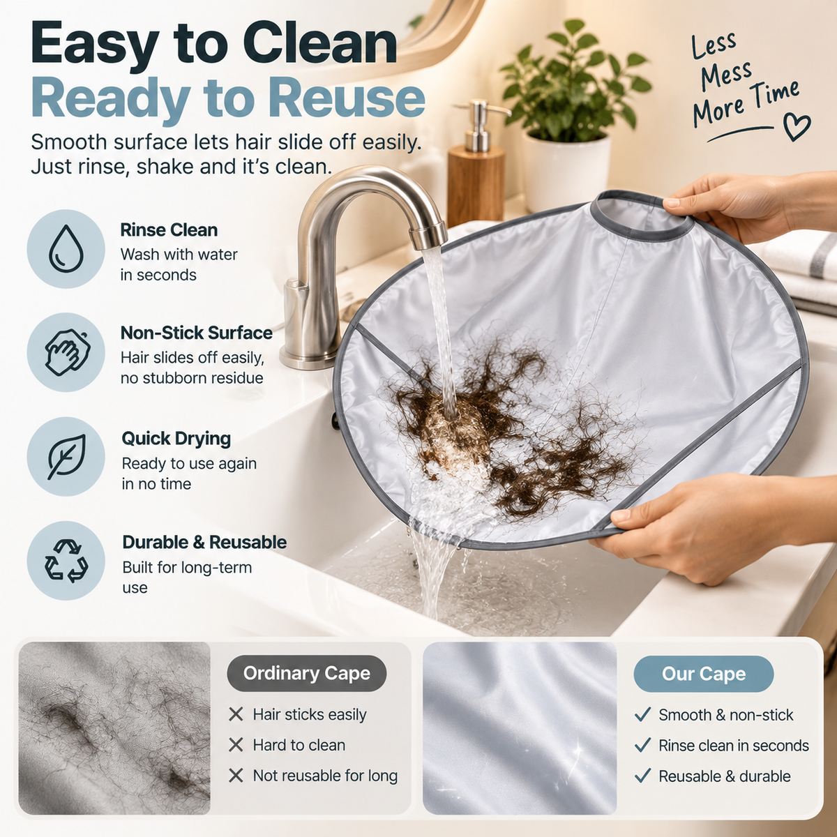 ⭕ Foldable Haircut Catcher Cape – Catch the Hair, Skip the Cleanup