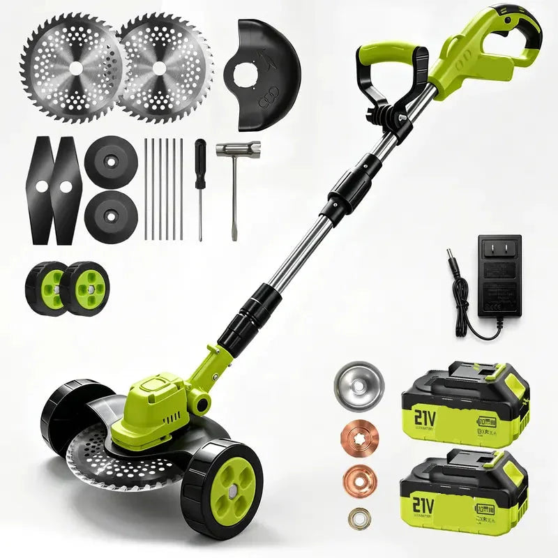 🌿⚡21V 3-in-1 Cordless String Trimmer, Edger & Mini Mower – 2 Batteries Included