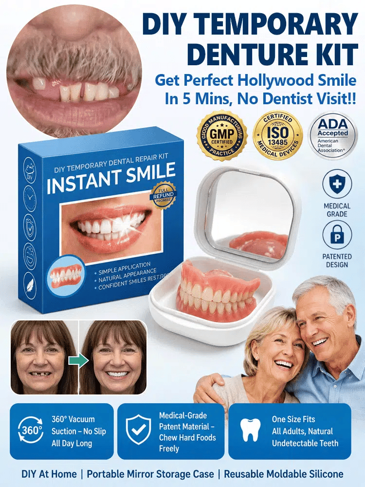✨Premium Upgrade Full‑Cover Cosmetic Dentures🦷 One‑Click Perfect Smile Veneers for All Adults