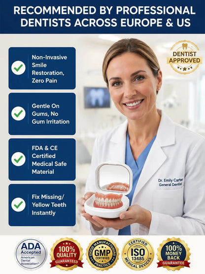 ✨Premium Upgrade Full‑Cover Cosmetic Dentures🦷 One‑Click Perfect Smile Veneers for All Adults