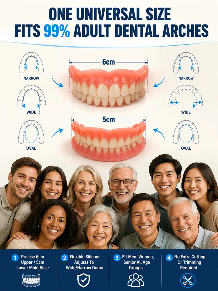 ✨Premium Upgrade Full‑Cover Cosmetic Dentures🦷 One‑Click Perfect Smile Veneers for All Adults