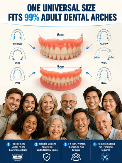 ✨Premium Upgrade Full‑Cover Cosmetic Dentures🦷 One‑Click Perfect Smile Veneers for All Adults