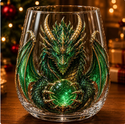 🐉✨ 3D Mythic Dragon Glass Art Cup | Luxury Raised Fantasy Glassware for Whiskey, Home Bar Décor & Legendary Gifts 🎁