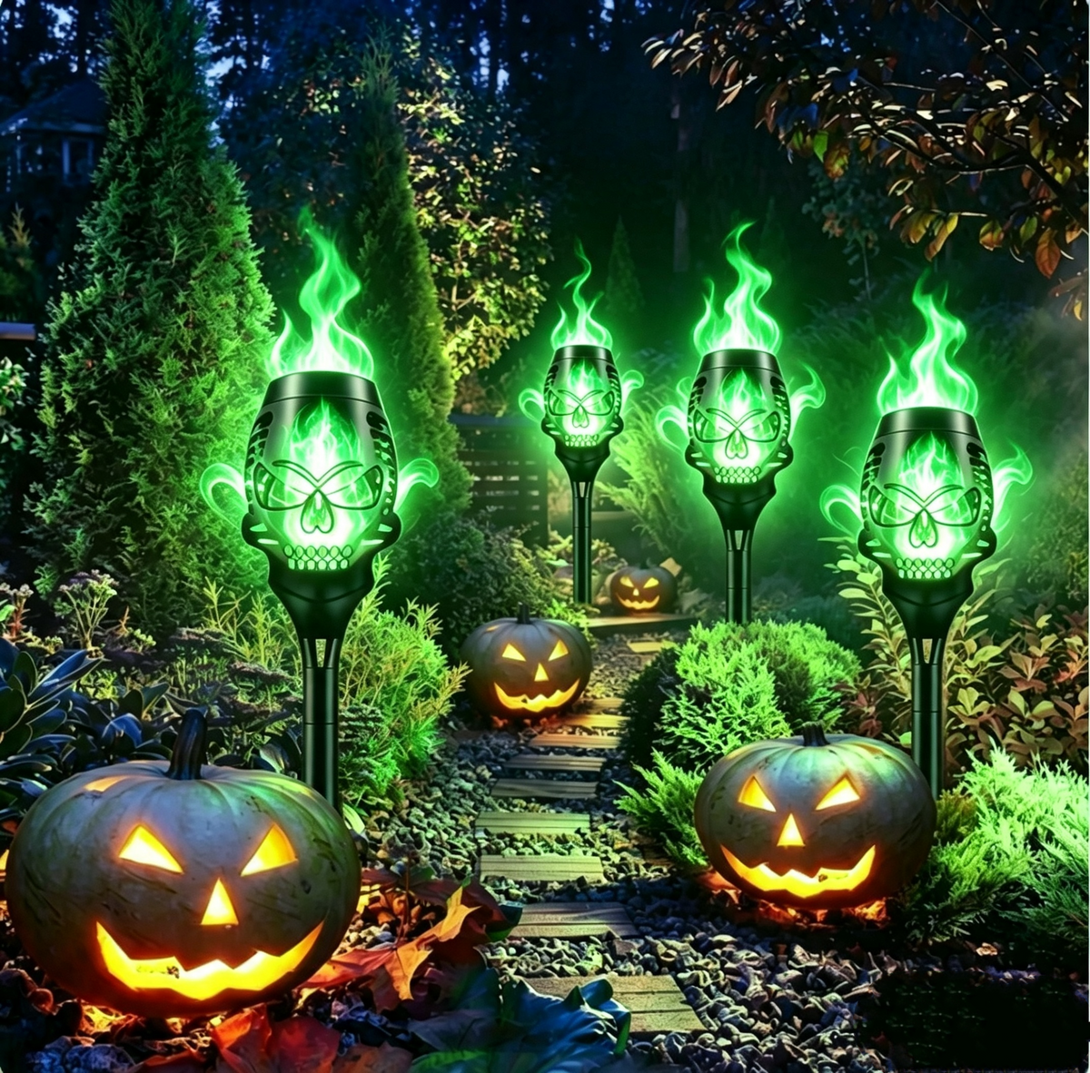 🔥Halloween Early Bird Special Sale 55% OFF🔥Halloween Solar Skull Flame Lights💀
