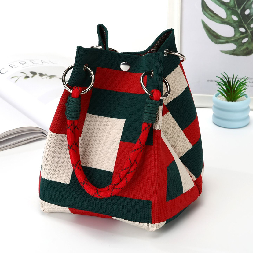 👜Boho Woven Polyester Bucket Bag