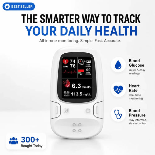 🔥 3-in-1 Smart Health Monitor – Glucose, Heart Rate & Blood Oxygen Tracking