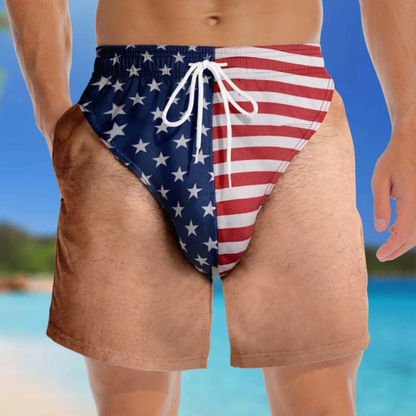 Custom Funny Patriotic Men Swim Trunks - Personalized Birthday Gifts For Husband, Son, Grandson, Brother, Grandpa, Dad, Yourself - Warning Wide Load