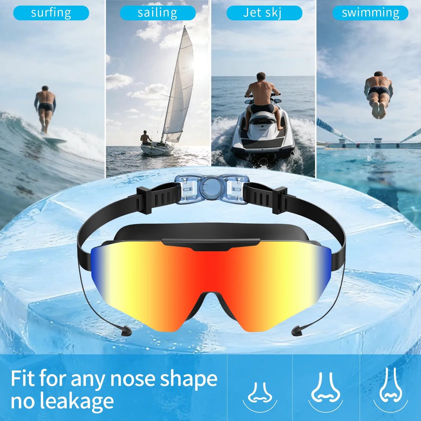 Outly 2 Pack Swim Goggles with Earplugs for Adult