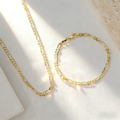 Elegant 2-Piece Real Gold Plating Jewelry Set – Bracelet & Necklace for Men & Women