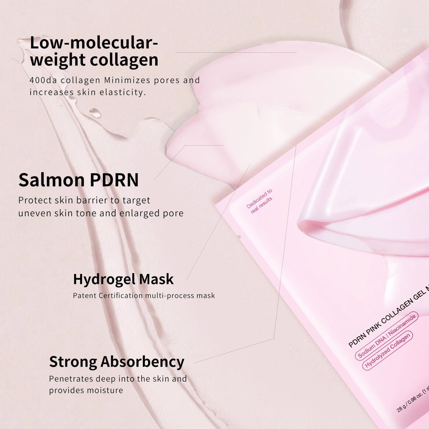 🔥Hot Sale🔥🎁Pink Collagen Gel Mask 4 Counts