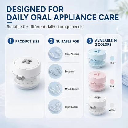💖Hot 30% OFF🌹🦷 Retainer Cleaner Case Box with Drain Tray, Mirror & Brush