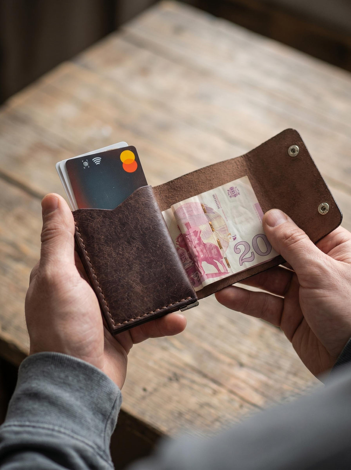 Compact Leather Trifold Wallet