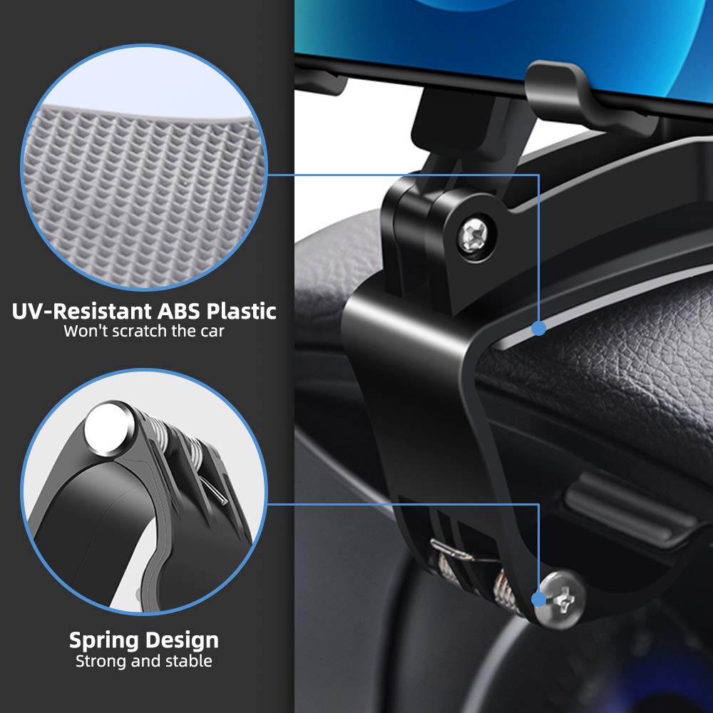 Universal 360° Rotating Car Dashboard Phone Mount – Clip-On Sun Visor & Rearview Mirror Holder Stand
