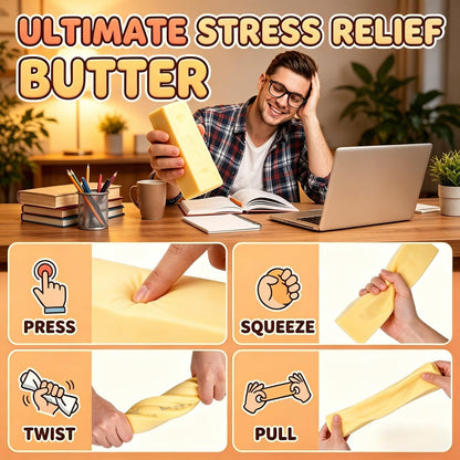 🧈Crunchy Sound Butter Bar Squishy Toy, Soft Squeeze Fidget Toy for Stress Relief, Sensory Desk Relaxation Gift for Teens Adults