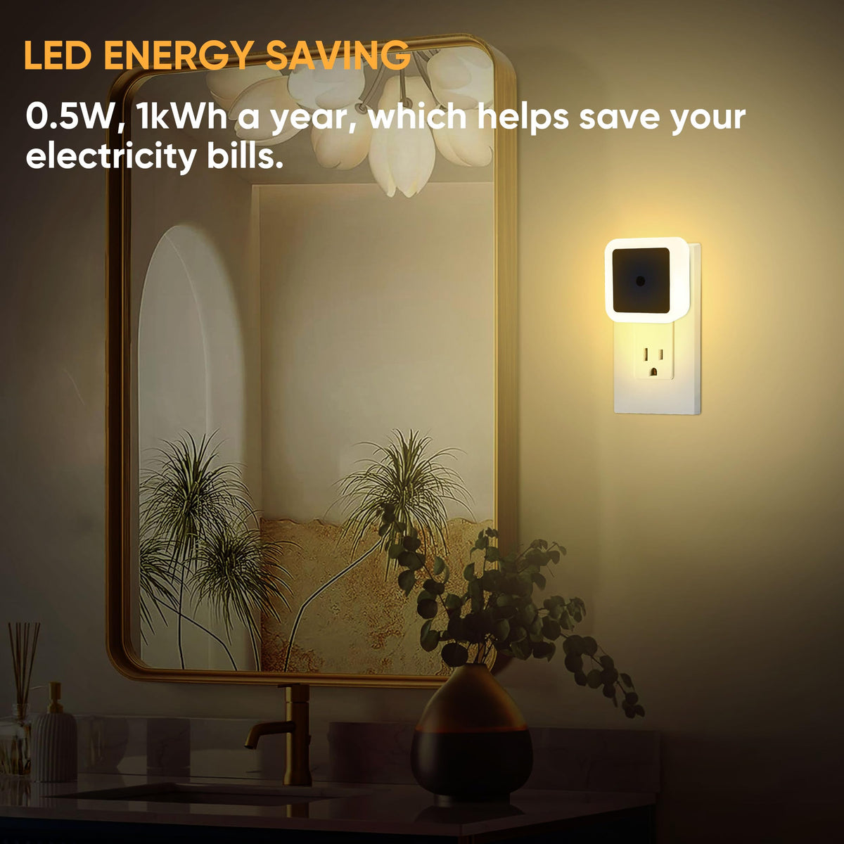 🌟Designed for Every Night—LED Night Light Plug-in Wall Pack of 6, 0.5W Square Plug-in Night Light