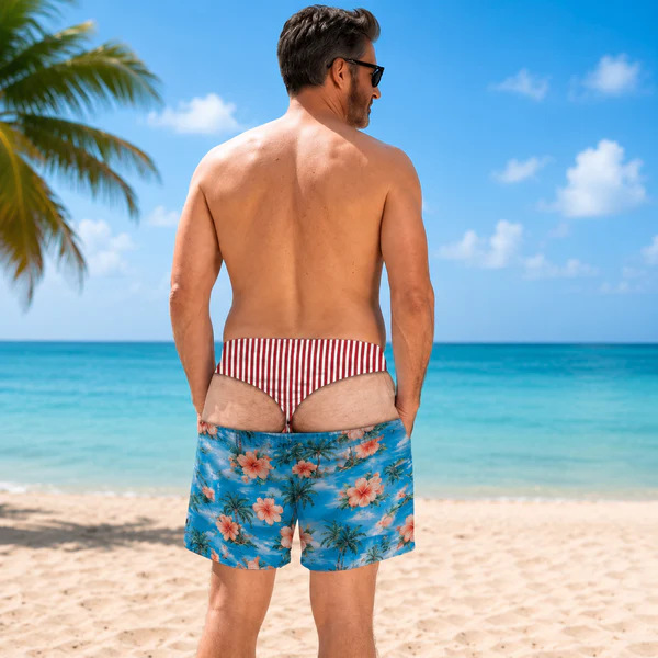 Custom Funny Patriotic Men Swim Trunks - Personalized Birthday Gifts For Husband, Son, Grandson, Brother, Grandpa, Dad, Yourself - Warning Wide Load