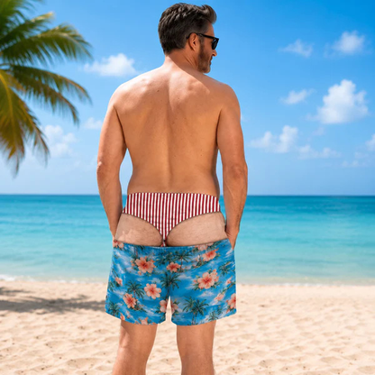 Custom Funny Patriotic Men Swim Trunks - Personalized Birthday Gifts For Husband, Son, Grandson, Brother, Grandpa, Dad, Yourself - Warning Wide Load