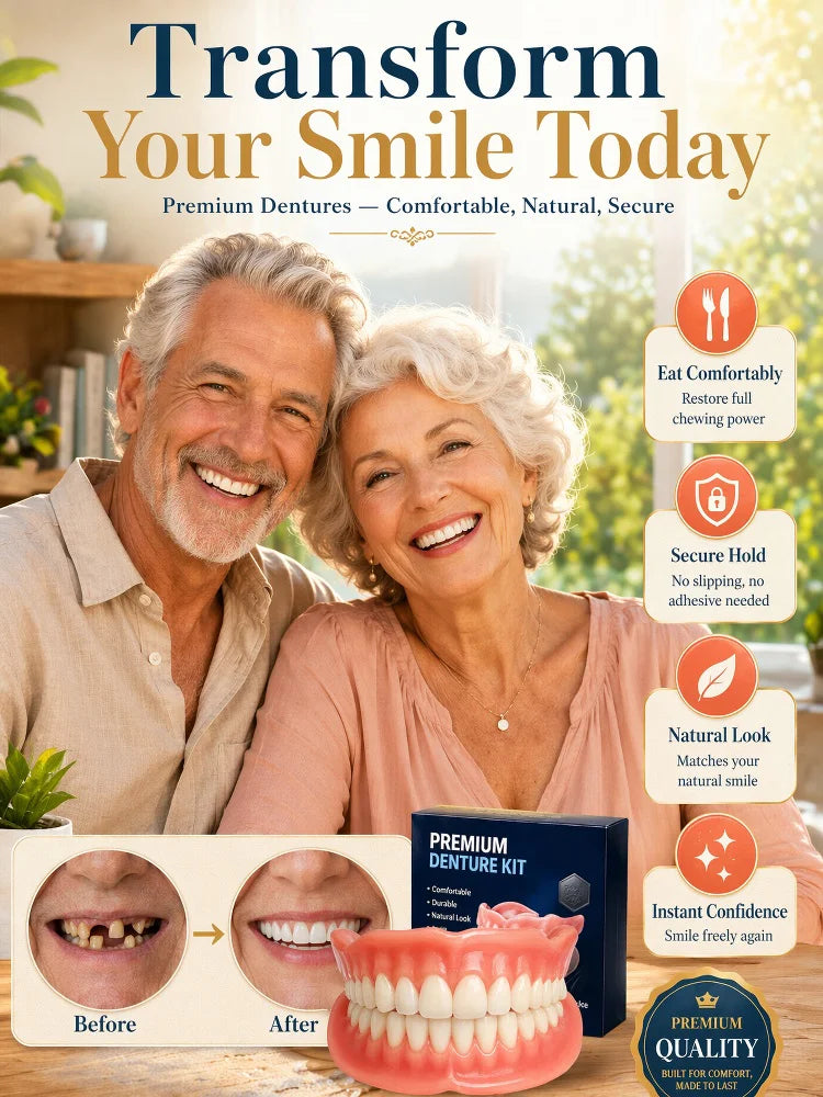 😁[Epic Upgrade] Premium Full‑Cover Complete Dentures🦷 Instant Smile Cosmetic Veneers for Men, Women & Unisex, For All Adult Age Ranges