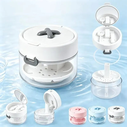 💖Hot 30% OFF🌹🦷 Retainer Cleaner Case Box with Drain Tray, Mirror & Brush