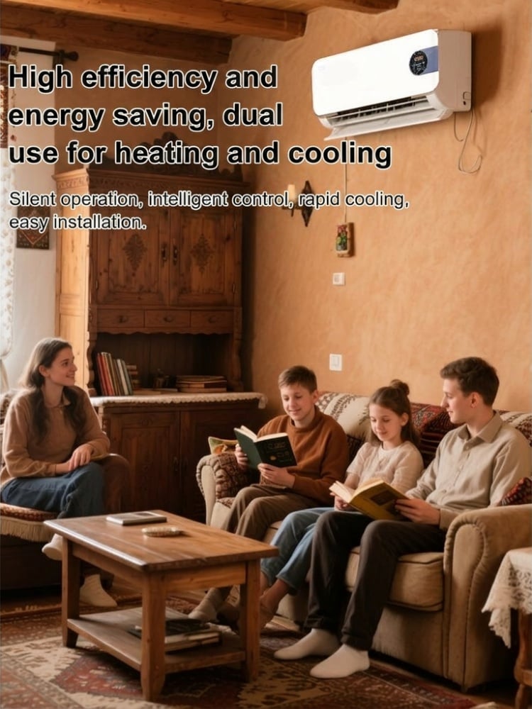 Wall-mounted air conditioner for domestic use, cooling and heating