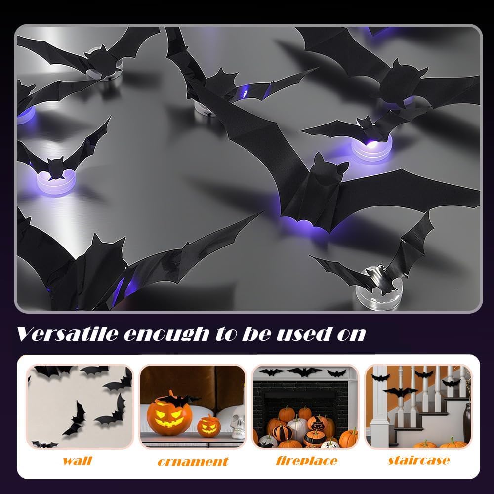 🦇3D Bat Light LED Decorations - Halloween Spooky Ornaments