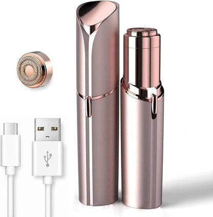 Facial Hair Remover for Women - as Seen on TV Painless Face Shaver - Electric Hair Removal Device for Face Lips Peach Fuzz with Light (Rose Gold)