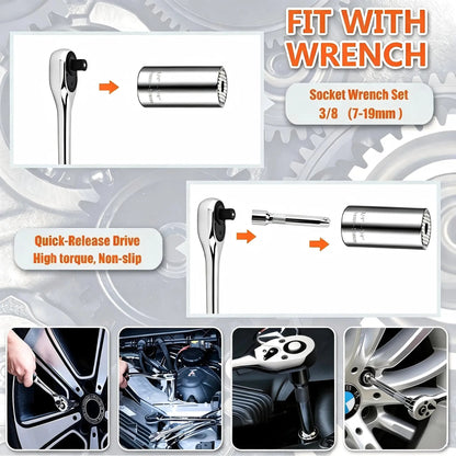 🔧 Universal Socket Tool with Power Drill Adapter (7‐19mm)