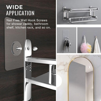No-Drill Adhesive Screw Hooks for Wall Mounting