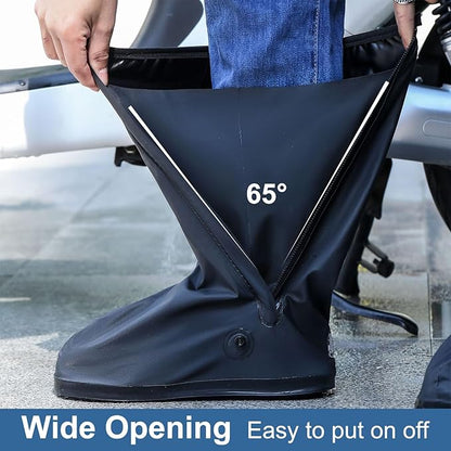 Waterproof rain boots with non-slip zippers and reflective features. Heavy-duty reusable rain boots suitable for men and women.