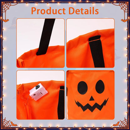 🎃4pcs  LED Halloween Candy Bag – Trick or Treat Tote with Lights, Reusable, Kids/Adults, Party/Garden Decor 👻