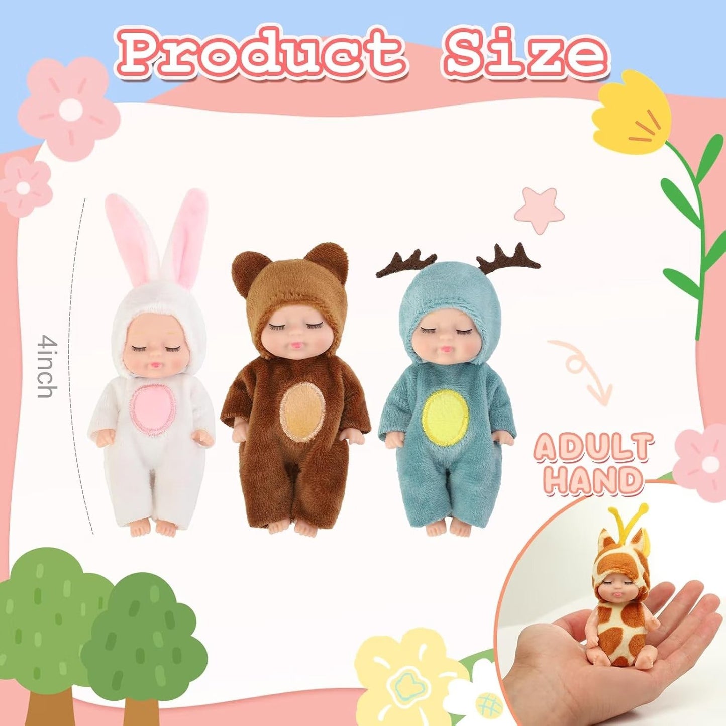 🐱 Cute Mini Dolls🎁 6pcs Fairy Princess Doll Set with Pajamas