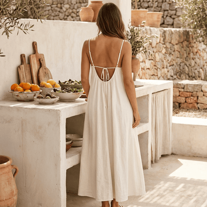 💃Be the most confident version of yourself!!✨Solid-colored open-back dress with straps for women💕