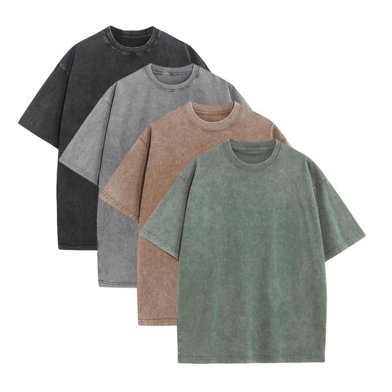 ⚡Hot Sales 49% OFF🔥4 Pack Oversized Tshirts for Men Gym Vintage Heavyweight T Shirts Cotton Workout Acid Wash Baggy Tees