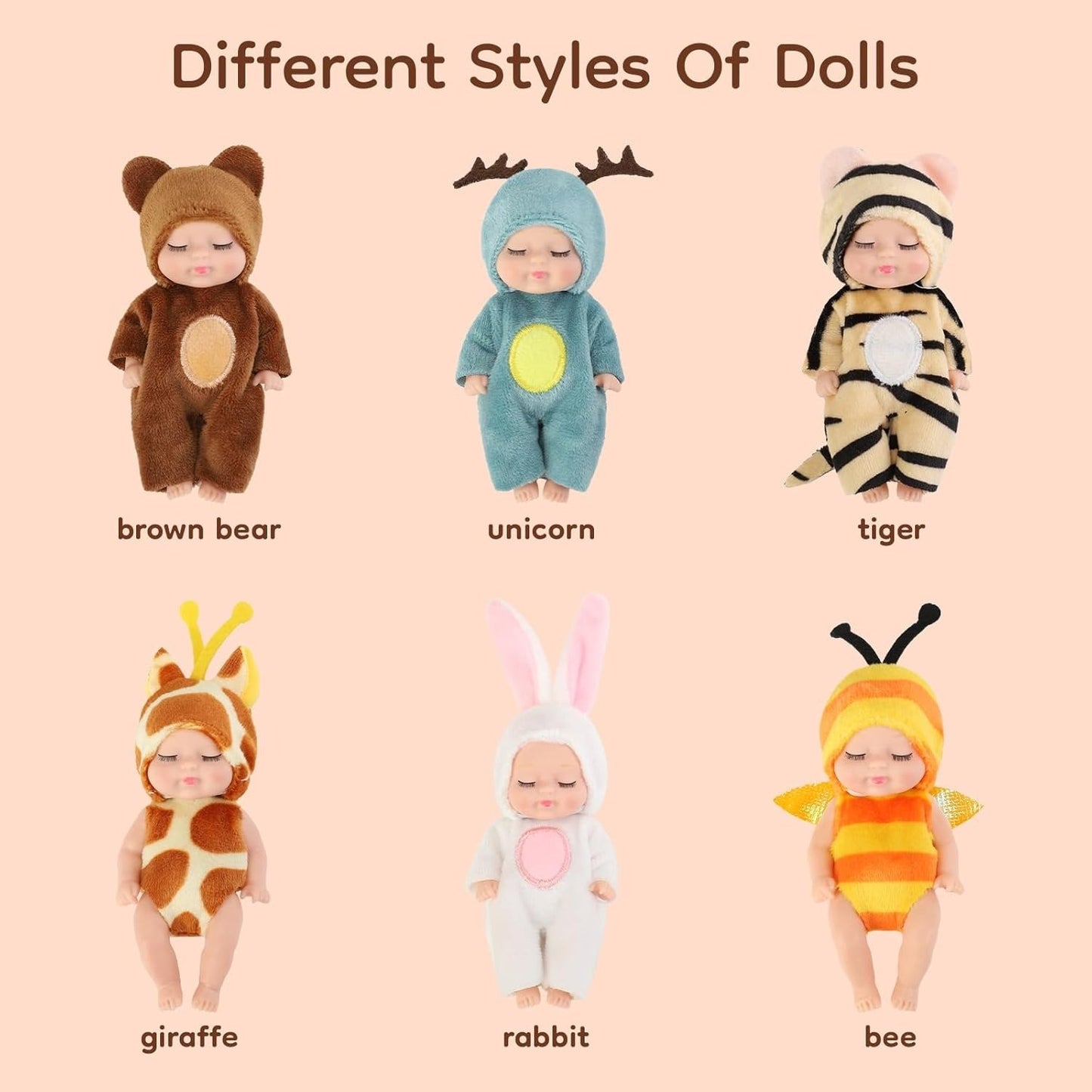 🐱 Cute Mini Dolls🎁 6pcs Fairy Princess Doll Set with Pajamas