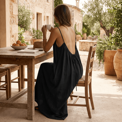 💃Be the most confident version of yourself!!✨Solid-colored open-back dress with straps for women💕