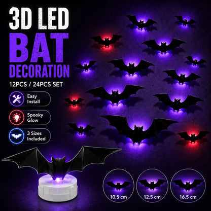 🦇3D Bat Light LED Decorations - Halloween Spooky Ornaments
