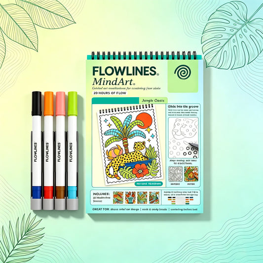 🌿  Guided Flow Art Coloring Pad with Double-Sided Markers 🎨