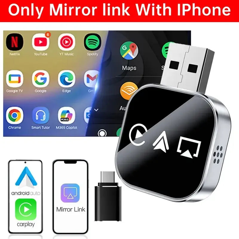 📶  2026 Upgrade 3 in 1 Screen Mirror iOS Phone, wired to wireless Carplay adapter