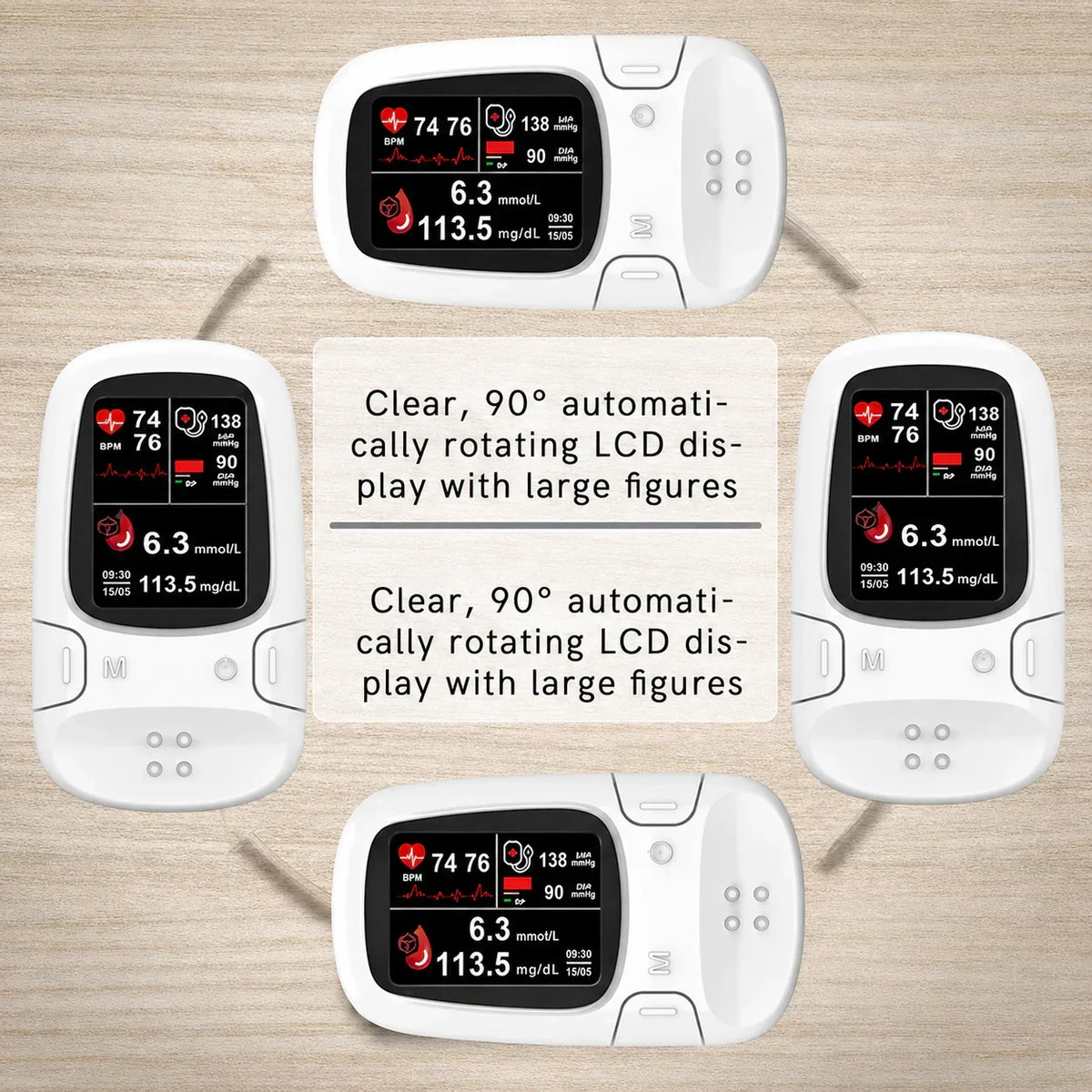 🔥 3-in-1 Smart Health Monitor – Glucose, Heart Rate & Blood Oxygen Tracking