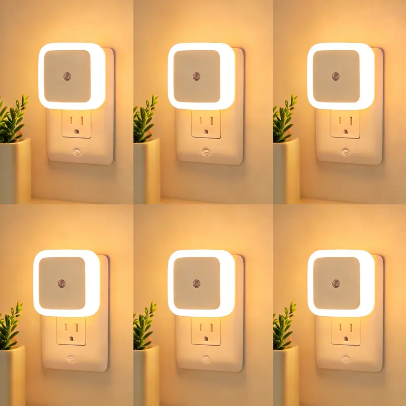🌟Designed for Every Night—LED Night Light Plug-in Wall Pack of 6, 0.5W Square Plug-in Night Light