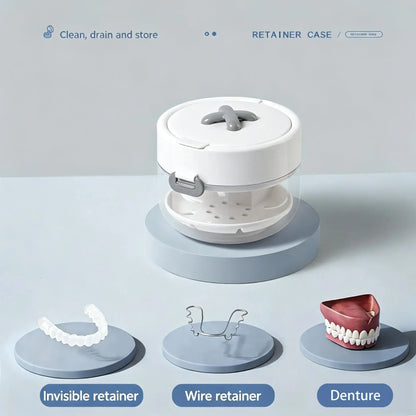 💖Hot 30% OFF🌹🦷 Retainer Cleaner Case Box with Drain Tray, Mirror & Brush