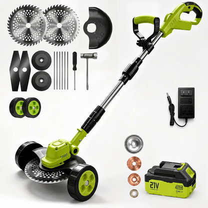 🌿⚡21V 3-in-1 Cordless String Trimmer, Edger & Mini Mower – 2 Batteries Included