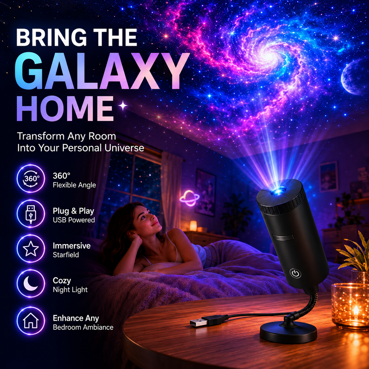 ✨ Plug-and-Play HD Star Projecto（📣Last Day Of The Sale—Save 15 Dollar）