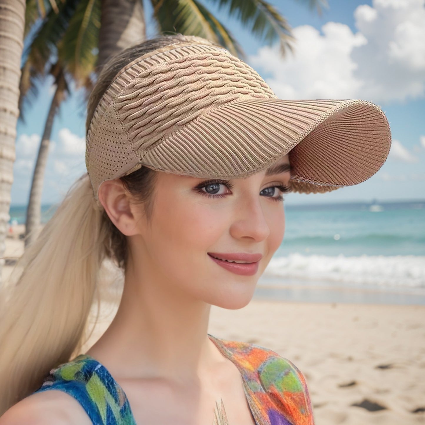 👒 Women's High Ponytail Sun Visor Hat – Breathable Open-Top UV Protection Cap for Running, Beach & Travel
